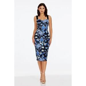 Dress the Population Nicole Floral Print Dress Sleeveless Cobalt Multi SZ XS NWT